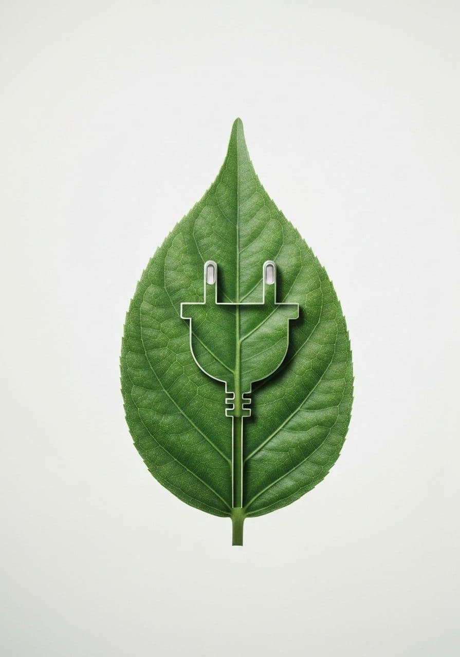 Green leaf shaped as an electric plug